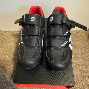 Peloton Black Cycling Shoes with Red Accents